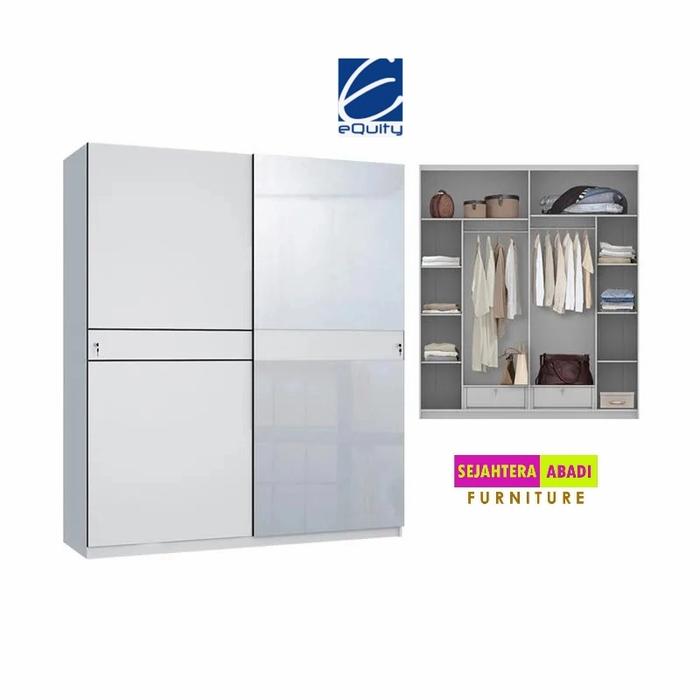 Gambar lemari pakaian lemari sliding lp sliding crown equity furniture murah - WHITE GLOSSY dari Sejahtera Abadi Furniture undefined Tokopedia