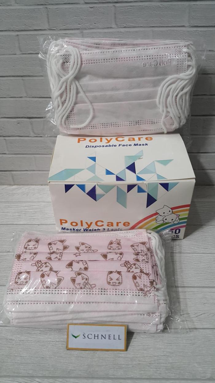 Promo Masker Medis 3Ply Polycare (isi 50pcs) - Ear Kids Cat - Kota ...