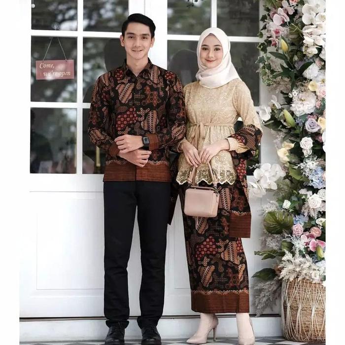 Jual Baju Batik Couple AISYA Set Kemeja dan Kebaya Batik by