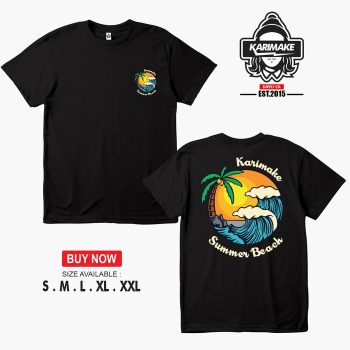 Gambar Kaos Baju Distro SUN BEACH SUMMER BEACH EDITION - Karimake - S, Hitam dari KRMK Karimake undefined Tokopedia
