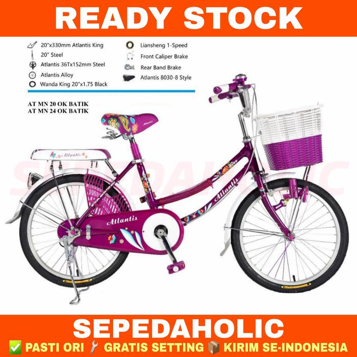 Gambar Sepeda Keranjang Dewasa Mini ATLANTIS OK BATIK 20 24 26 Inch - Ungu, 24 Inch dari Sepedaholic undefined Tokopedia