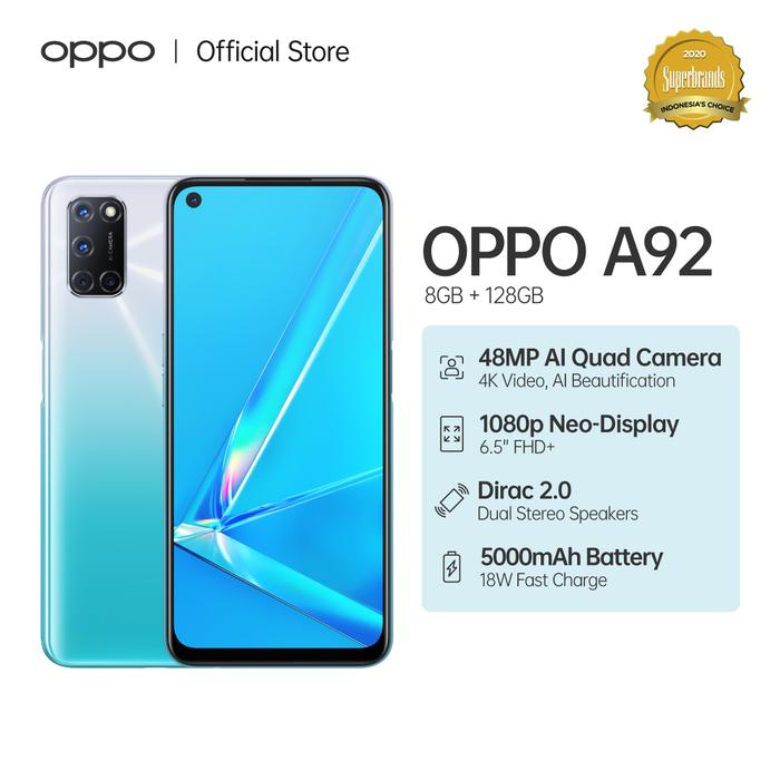 Gambar OPPO A92 Smartphone 8GB/128GB (Garansi Resmi) - Putih dari OPPO Store Indonesia undefined Tokopedia