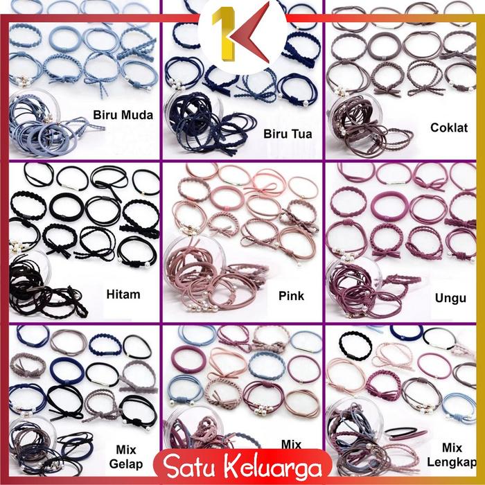 Gambar SK-C13 12 Pcs Ikat Rambut Karet Pearl Mutiara Pita Aksesoris Rambut - PART 03, BIRU MUDA dari Satukeluarga undefined Tokopedia