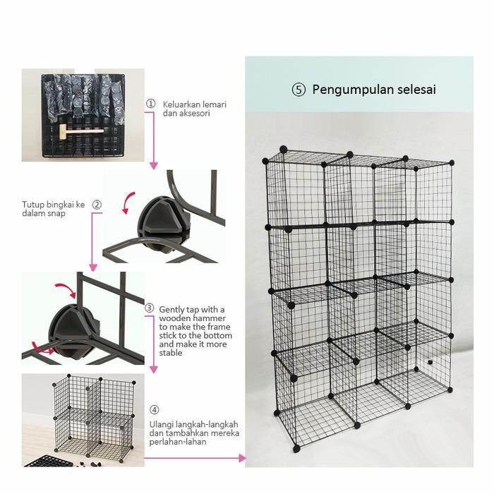 Jual Rak Buku/ Rak Mainan/ Rak Besi Rakit Serbaguna Wire Mesh - Jakarta ...