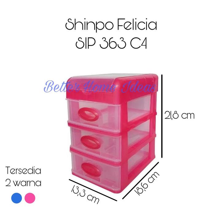 Gambar Laci Plastik Mini 4 Susun (3+1) - Shinpo Felicia SIP 363 C4 - ORI - Pink dari Better Home Ideas undefined Tokopedia