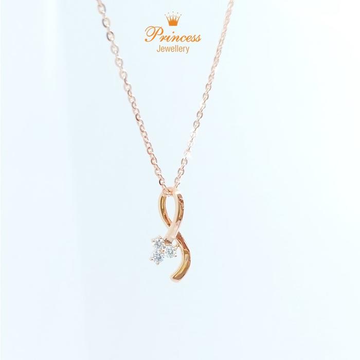 Gambar Liontin Berlian + kalung Emas PPD Princess Jewellery - Rose Gold dari Princess Jewellery Online undefined Tokopedia