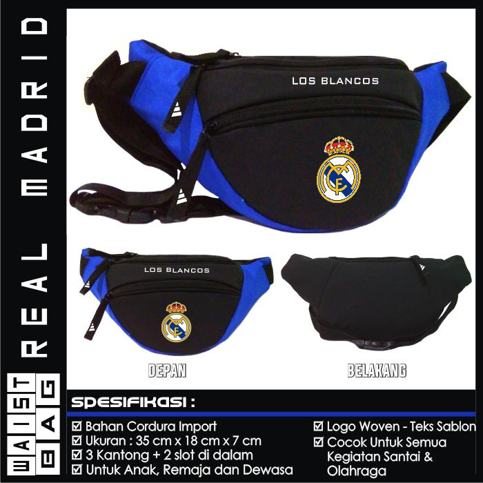 Gambar TAS PINGGANG WAISTBAG REAL MADRID - HITAM BIRU dari SOBRECO undefined Tokopedia