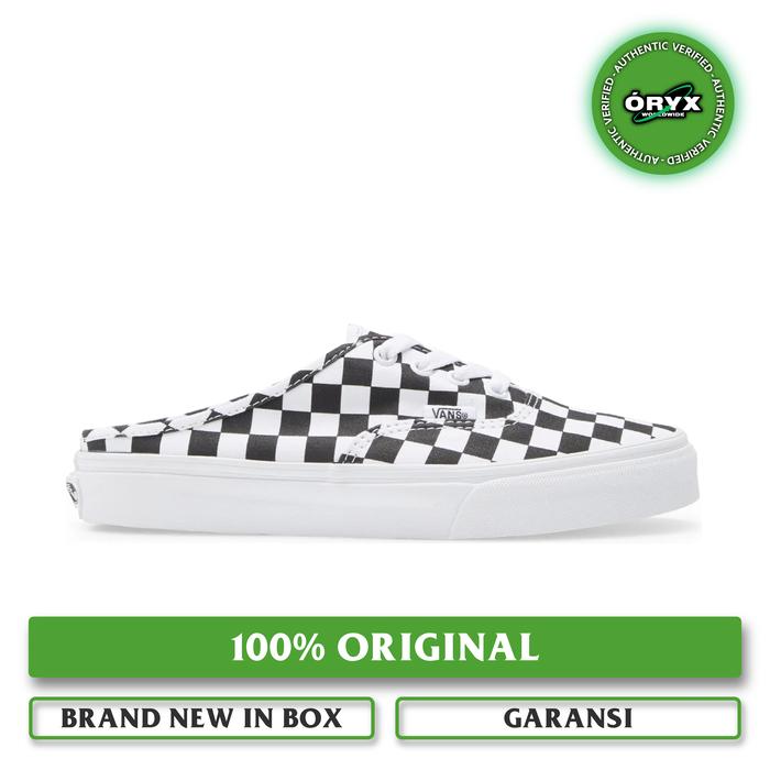 Jual Vans Authentic Mule Checkerboard Black True White 39