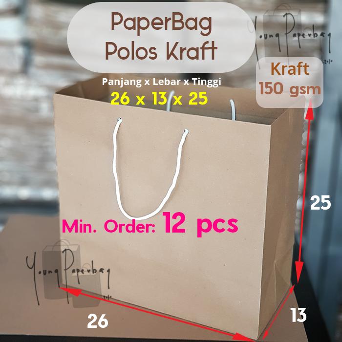 Tas Paper Promo Paperbag / Tas Kertas / Paper Bag Kraft 26 x 13 x 25 Serbaguna ...