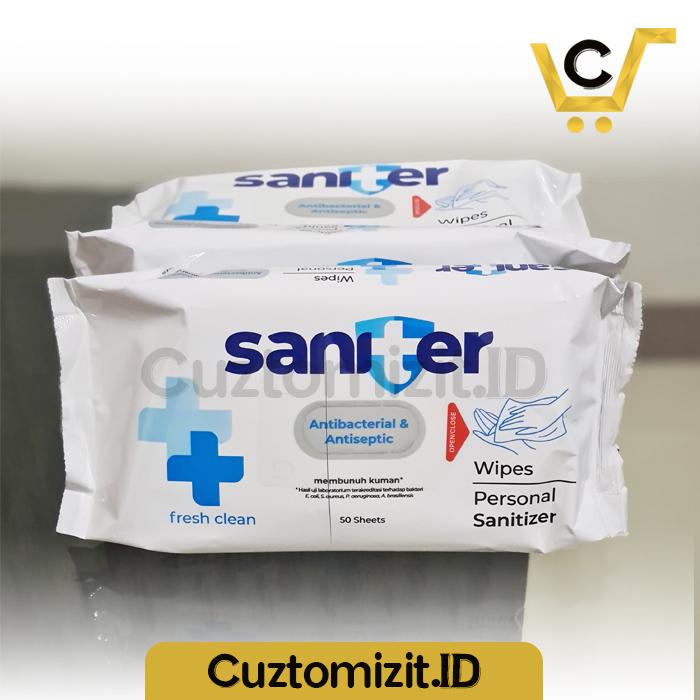 Gambar Saniter Wet Wipes 50 Lembar Tissue Basah Personal Sanitizer dari CuztomizitID undefined Tokopedia