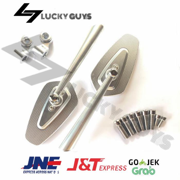 Gambar Spion Motor Full CNC Billet Arrow RC1 Universal - Mirror Blue - Silver dari luckygusystore undefined Tokopedia