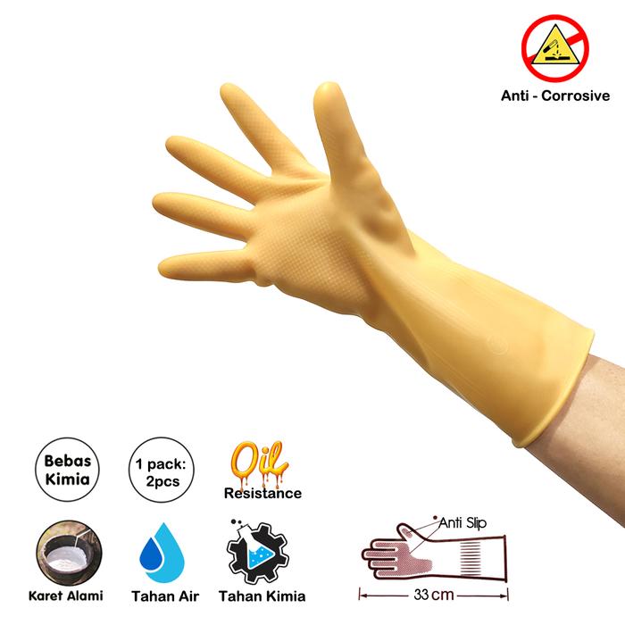 Gambar Sarung Tangan Latex Karet / Industrial Gloves Yellow Paling Tebal - M dari samplesaleindonesia undefined Tokopedia