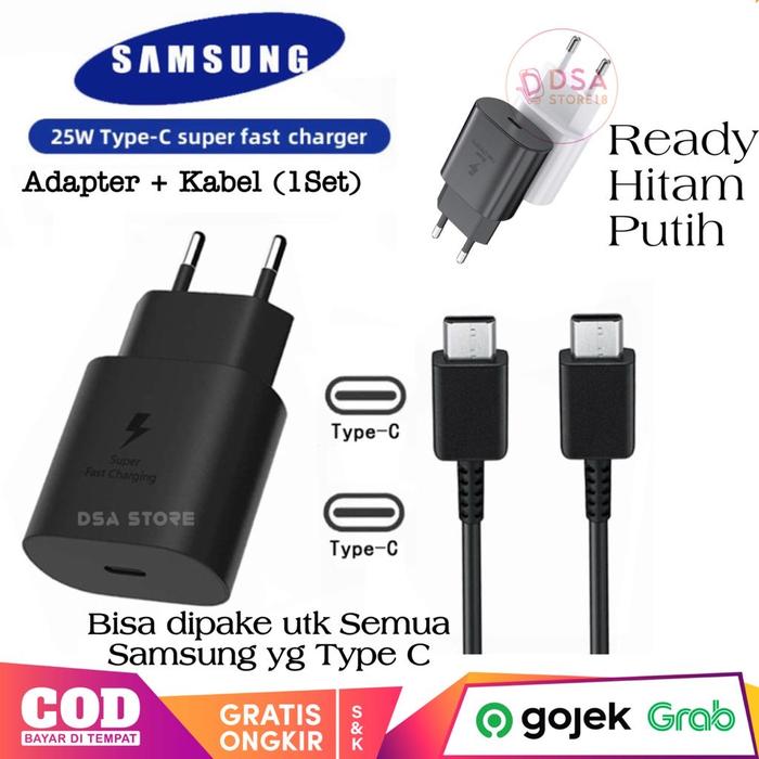 Charger Note 10 Plus Samsung Type C Fast Charging Galaxy A70 A80 25W  Putih, CASAN SAM 25W