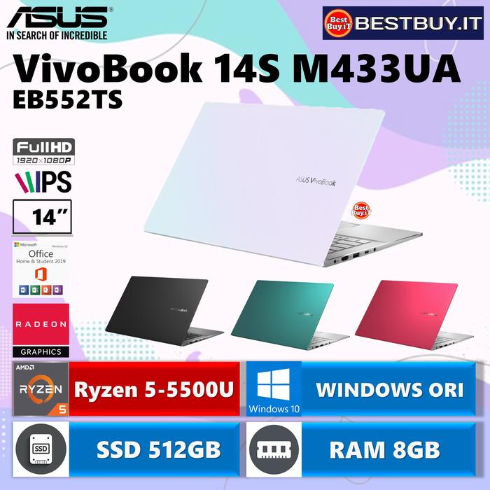 Jual ASUS VIVOBOOK S14 M433UA R5-5500U 8GB 512GB AMD RADEON 14