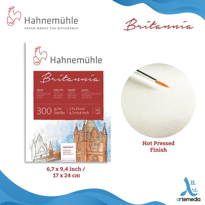 Gambar Hahnemuhle Britannia Watercolor Paper Block Kertas Cat Air 300 gsm - HOT PRESSED, 17 x 24 cm dari Artemedia_NEW undefined Tokopedia