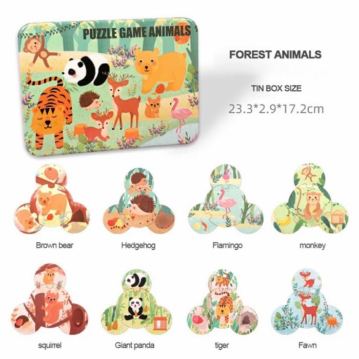 Gambar Animal Matching Puzzle in Tin Box - Mainan Edukasi Anak - Forest dari Little Tickles undefined Tokopedia