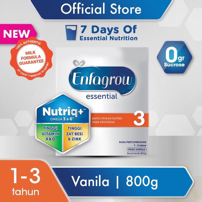 Gambar Enfagrow Essential 3 800 gr - Tahap 3 Susu Anak 1 - 3 Tahun - Non Gojek/Grab dari SoniaShop.Tokopedia undefined Tokopedia