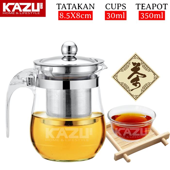 Gambar TEAPOT GLASS 350ML C16 SARINGAN TEH STAINLESS TEKO GELAS TEA MAKER CUP - Teko dari Kazu_NEW undefined Tokopedia