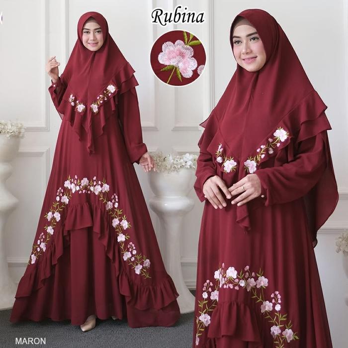 Gambar RUBINA Syari gamis muslimah ceruty bordir dari adnbusana undefined Tokopedia