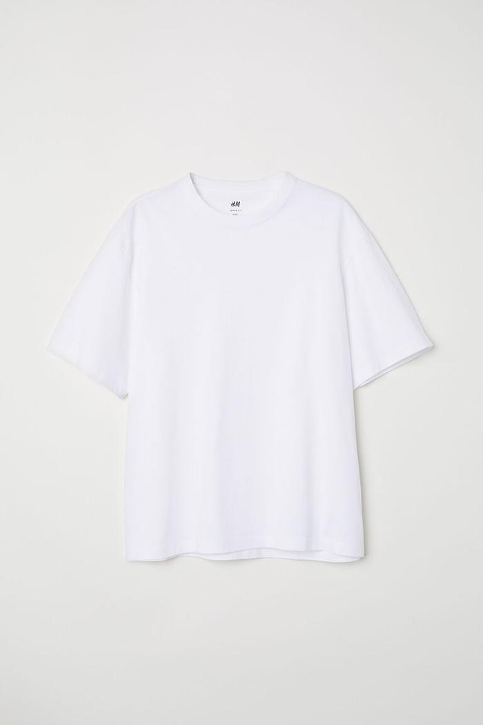 Gambar Tshirt H&M Relaxed Fit Kaos Polos HNM Kaus Polos HM Basic Ove - Putih, M dari upprjct undefined Tokopedia