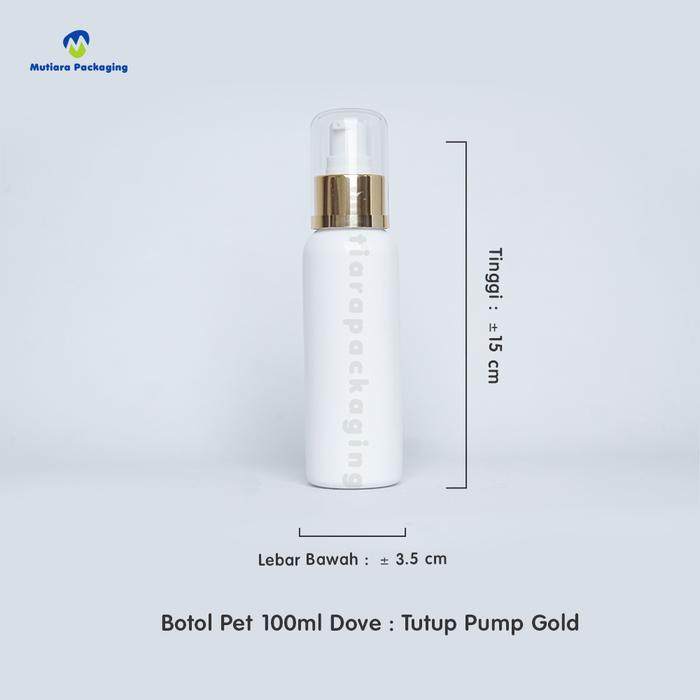 Gambar Botol Pet 100ml Tutup Pump Gold Square / Botol Pump Gold - BTL PUTIH DOVE dari mutiarapackaging undefined Tokopedia