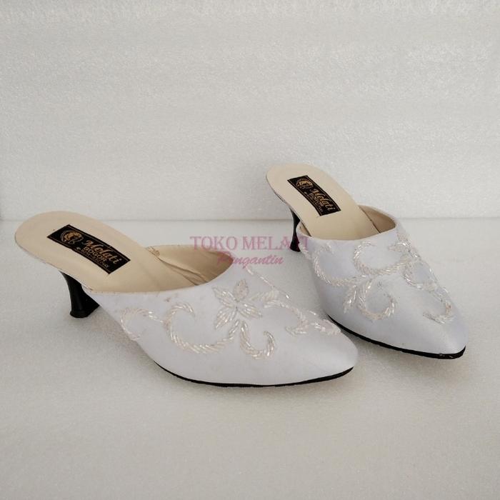 Gambar Selop Pengantin Wanita Putih Broken White Akad Nikah Hak Heels 7 cm dari Toko Melati Pengantin undefined Tokopedia