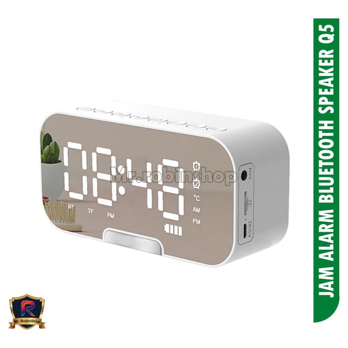 Gambar Jam Alarm Q5 Pintar dengan Bluetooth Speaker Mirror Display - Putih dari MrROBINshop undefined Tokopedia