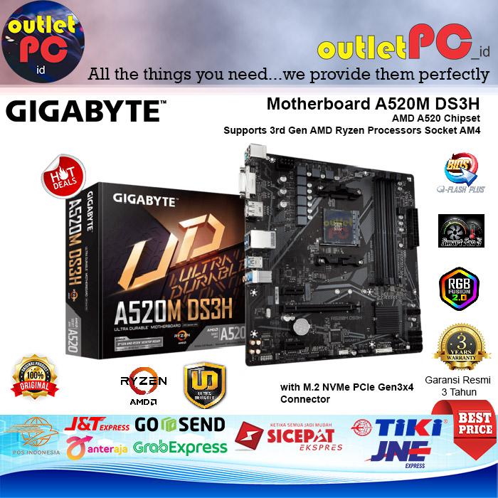 Promo Gigabyte Motherboard A520M SD3H AM4 DDR4 AMD Ryzen mATX RGB