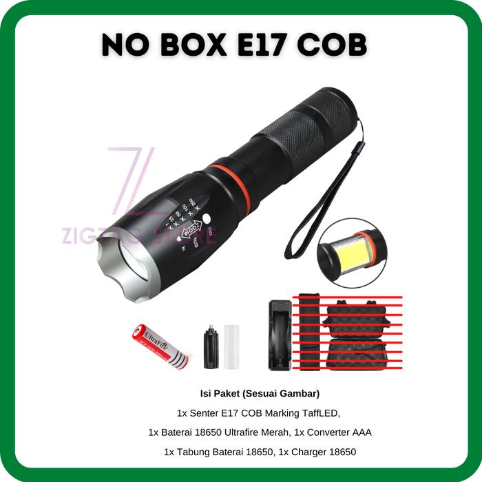 Gambar Paket Senter Taffware E17 COB XML T6 8000 Lumens Waterproof - No Box E17 COB dari ZigZag-Store undefined Tokopedia