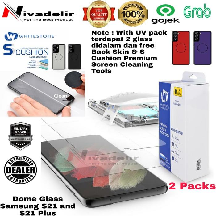 Whitestone Dome UV Full Glue Tempered Glass Samsung S21 Plus and S21 S21,  With Uv packs