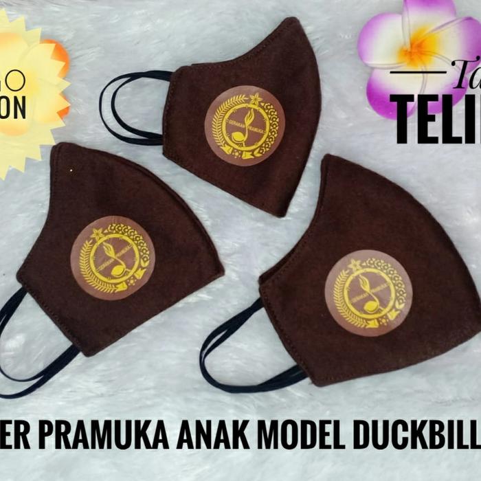 Gambar masker pramuka anak SD 2ply logo sablon - telinga, kelas 5,6 dari Dewi Sartika Convection undefined Tokopedia