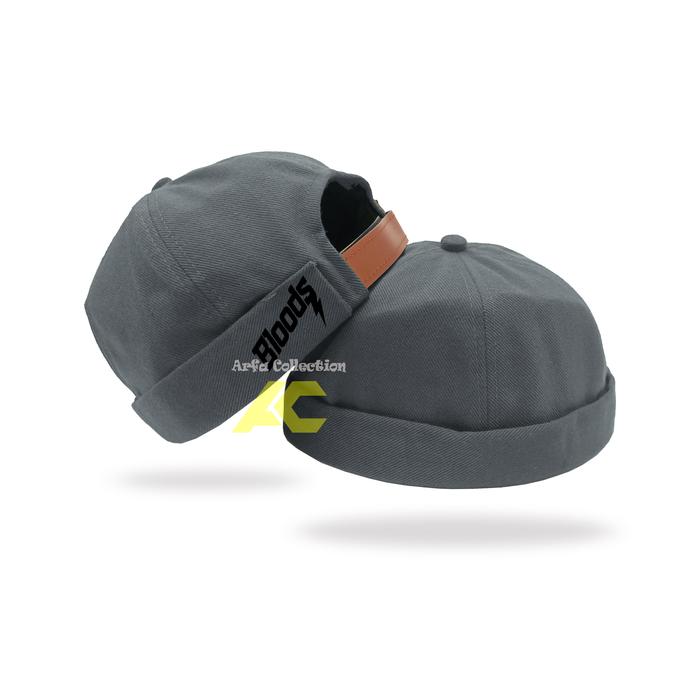 TOPI CAP MIKIHAT CUSTOM Gambar TulisanBloods PECI UAS MIKI HAT Abu-abu