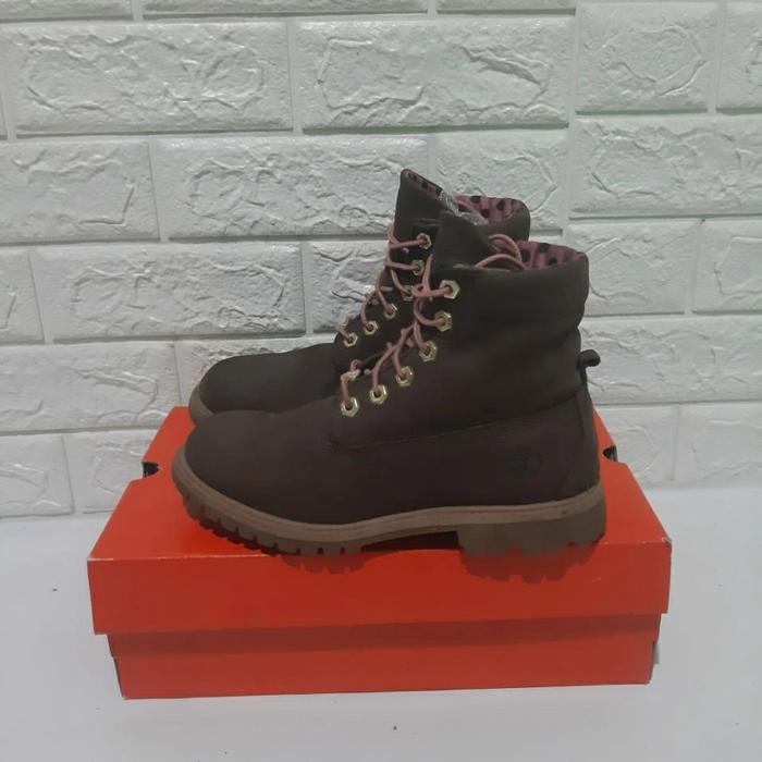 Timberland Womens Inch Boots Dark Brown Ox Polka Pink Boots Original