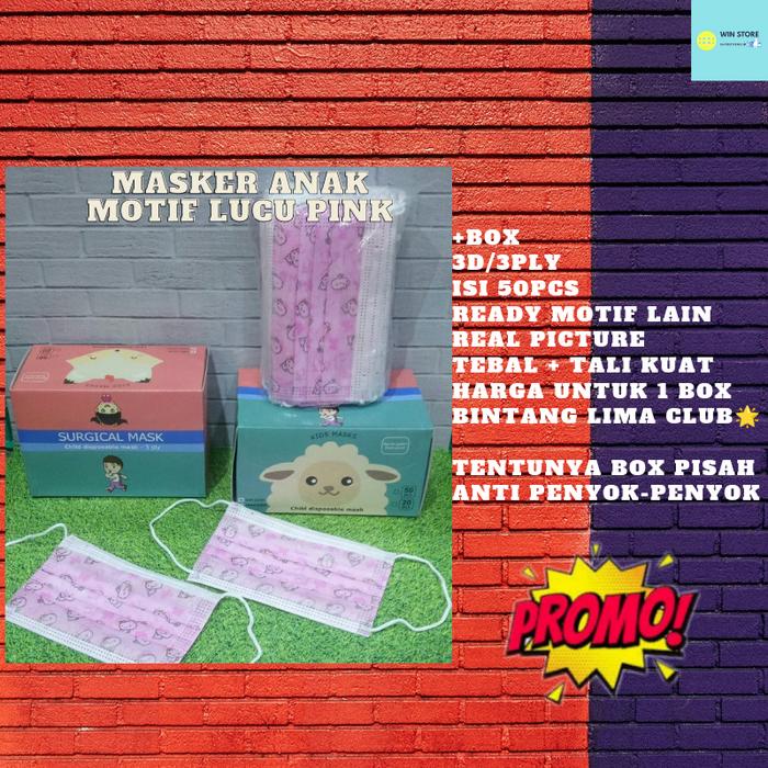 Gambar Masker Anak motif lucu 50pcs/box - motif pink dari winstoreidd undefined Tokopedia