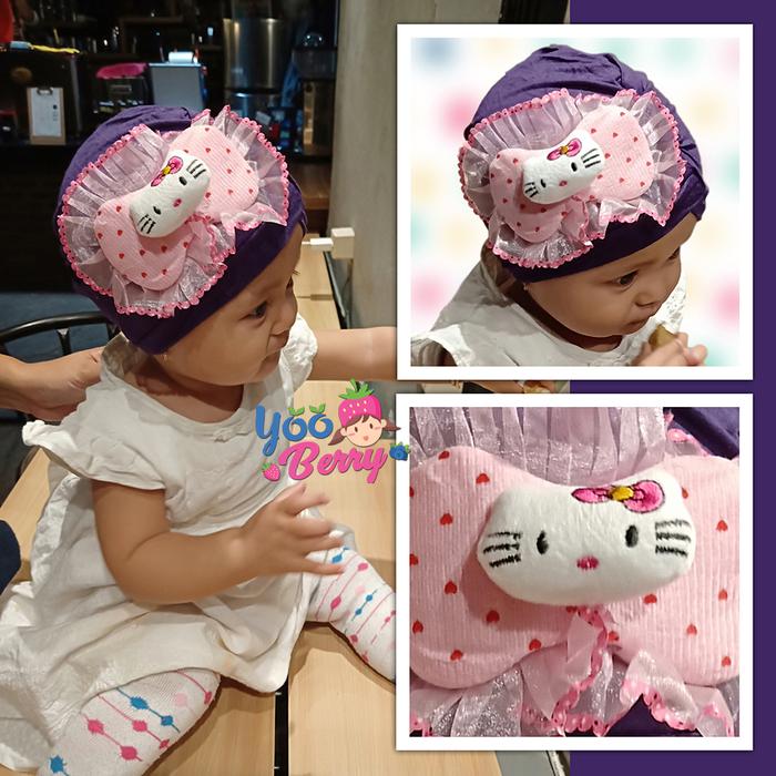 Gambar YooBerry Turban Kaos Bayi Anak Muslim Topi Fashion Bayi Lucu Karakter Hello Kitty - Dark Purple dari Berry Baby Kota Bandung Tokopedia