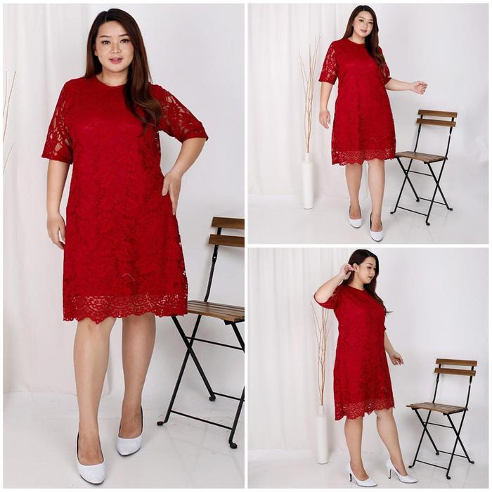 Gambar Dress Wanita Jumbo XXL Brukat Brokat Baju Pesta Kondangan Big Size - MAROON dari cek.ot.cek.ot undefined Tokopedia