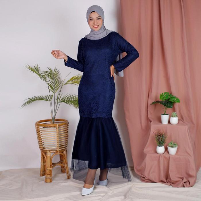 Gambar Baju Gamis Muslim Model Duyung Brukat Brokat Dress Wanita Lebaran - NAVY dari cek.ot.cek.ot undefined Tokopedia