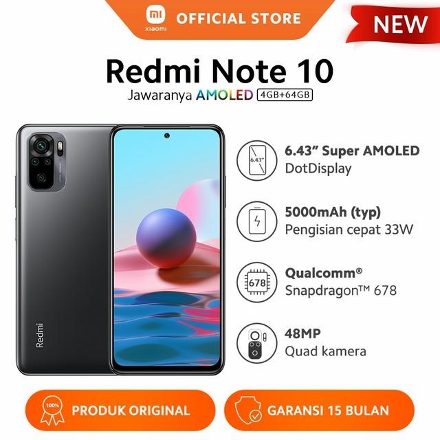 Gambar Xiaomi Redmi Note 10 (4GB+64GB) Super AMOLED 6.43" FHD+ Baterai 5000mA - Abu-abu dari Andiphonecell undefined Tokopedia