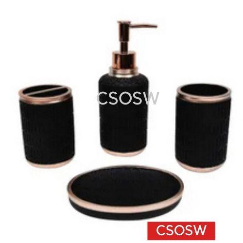 Gambar Kris Set Aksesoris Kamar Mandi Polyresin isi 4 Pcs Hitam Bathroom Set dari CSOSW undefined Tokopedia