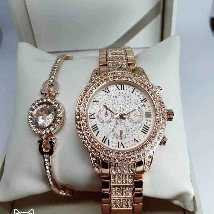 Gambar Jam Tangan Wanita Contena Bonus Tas Levelfull Cantik dan Elegan - ROSE GOLD dari Amiira Official undefined Tokopedia