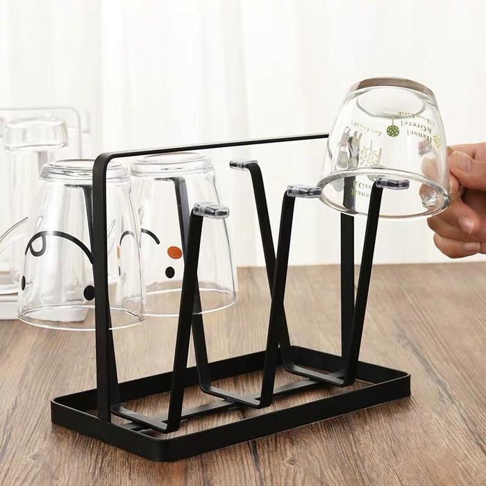 Gambar Rak Gelas Gantung Cup holder Rak Cangkir Tiriskan Tempat Cangkir Besi - Hitam dari RICH HOME LIVING undefined Tokopedia