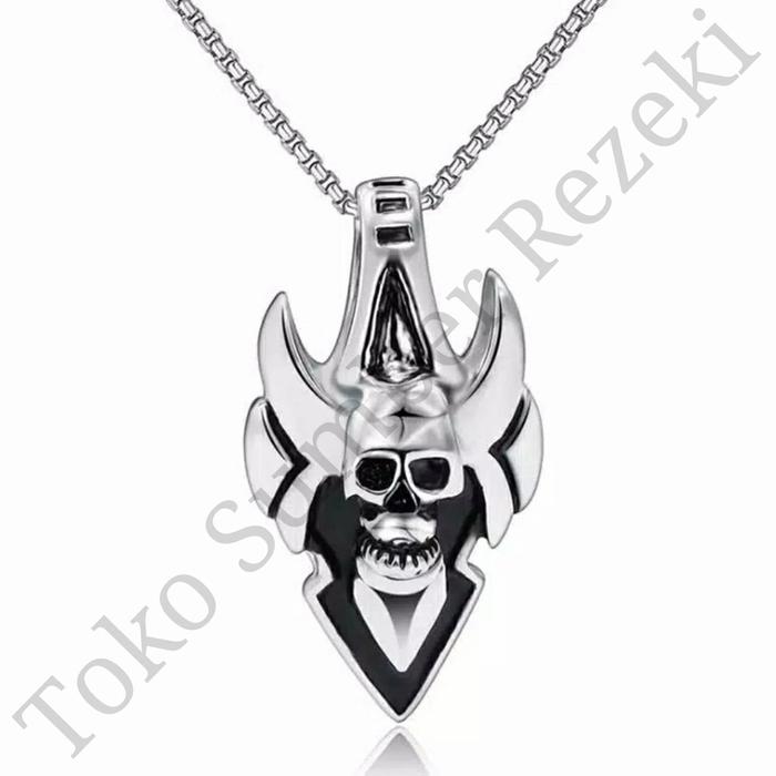 Jual Vintage Cross Necklace Men Punk Gold Black Skull Pendant Male