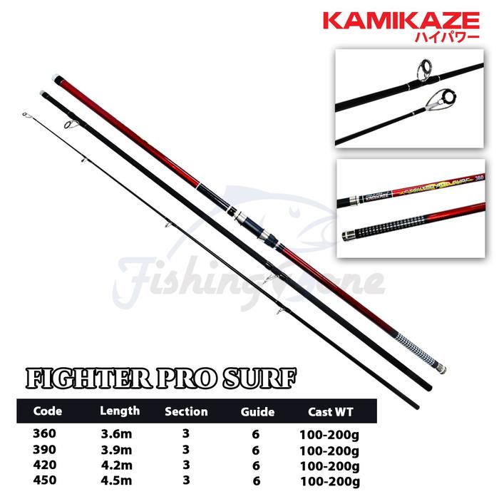 Gambar Kamikaze FIGHTER PRO SURF Rod 3 Sec | Joran sambung 3 Pasiran / Tebing - 390 / 3.9M dari Fishing zone undefined Tokopedia