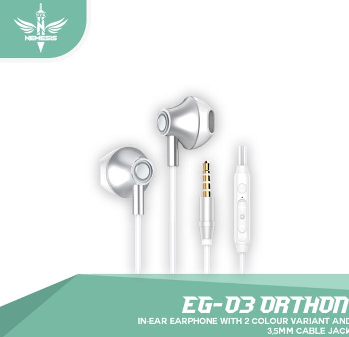 Gambar NYK EG03 ORTHON Mobile Gaming Earphone EG-03 Headset Game Microphone - Putih dari Click & Go Tokopedia undefined Tokopedia