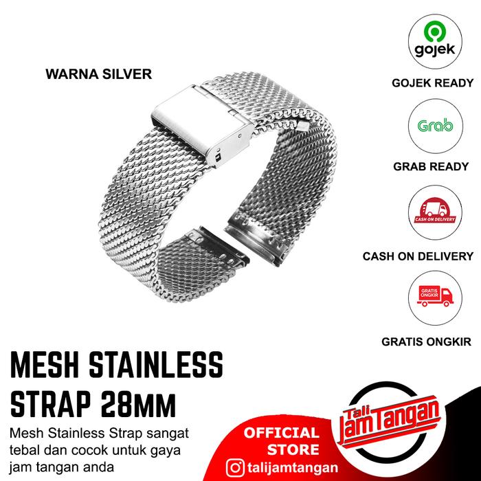 Gambar Tali Jam Tangan Shark Mesh Strap Black atau Silver 22mm atau 20mm - Silver, 22mm dari Tali Jam Tangan com undefined Tokopedia