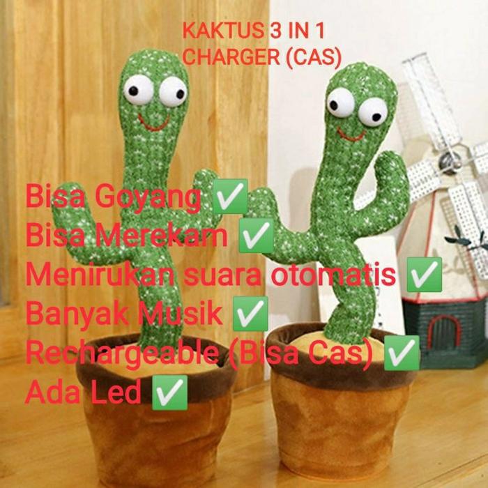 Gambar Dancing Cactus | kaktus joget bisa rekam, music, ngikutin suara - 3in1 Cas dari Noel Official Shop undefined Tokopedia