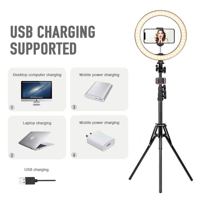Gambar Lampu Halo Ring Light LED Kamera Wired 120 LED 8-13W 10 Inch with 1xSm dari Tokoteknologi undefined Tokopedia