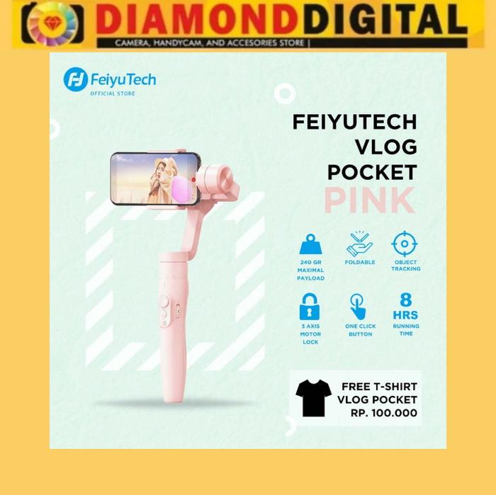 Gambar Feiyu Tech Smartphone Vlog Pocket 3-Axis Foldable Handheld Gimbal Stab - Merah Muda dari Diamond Digital88 undefined Tokopedia