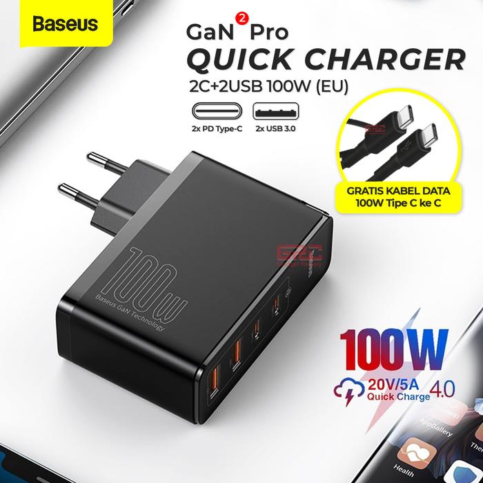 Gambar Adapter Charger GaN2Pro BASEUS USB Type C PD Super Fast Charging 100W dari XELTONID undefined Tokopedia