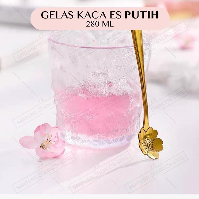 Gambar Gelas Kaca Kristal Estetik Aesthetic Unik Cantik Drinking Glass juice - 280ml dari Bandung Stainless Steel undefined Tokopedia